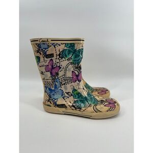 Coach Ursula Butterfly Print Rubber Rain Boots Shoes Kids Size 9